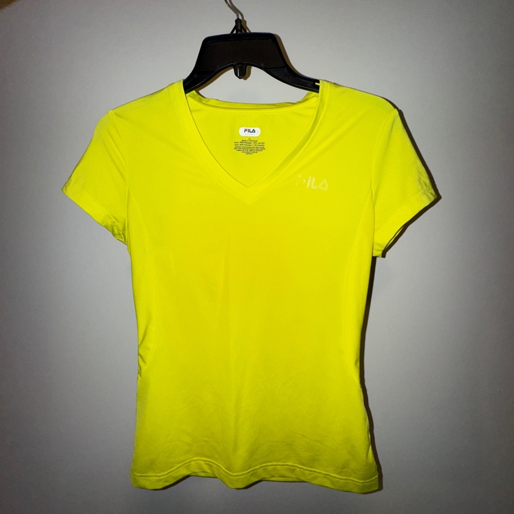 FILA Women's Bright Yellow Short Sleeve V-Neck Tee